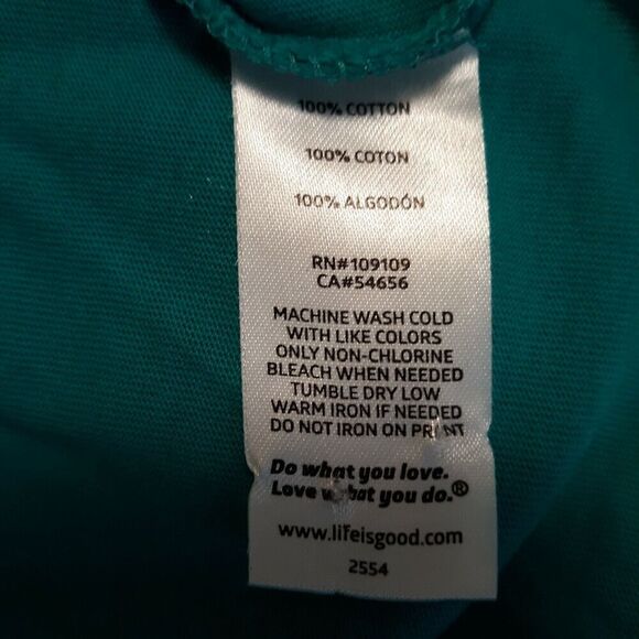 Women's Life Is Good Short Sleeve T Shirt Size S Small "Livin on a Pair" Teal - Picture 9 of 9